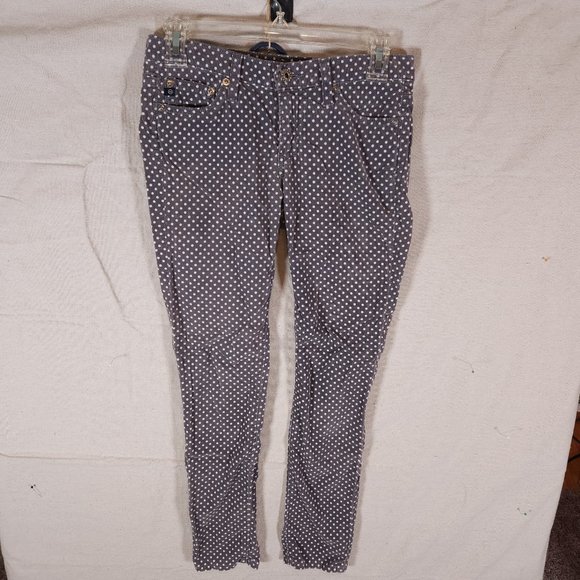 AG Adriano Goldschmied Corduroy Pants 25R Stevie Ankle Slim Straight Polka Dot - Picture 1 of 15